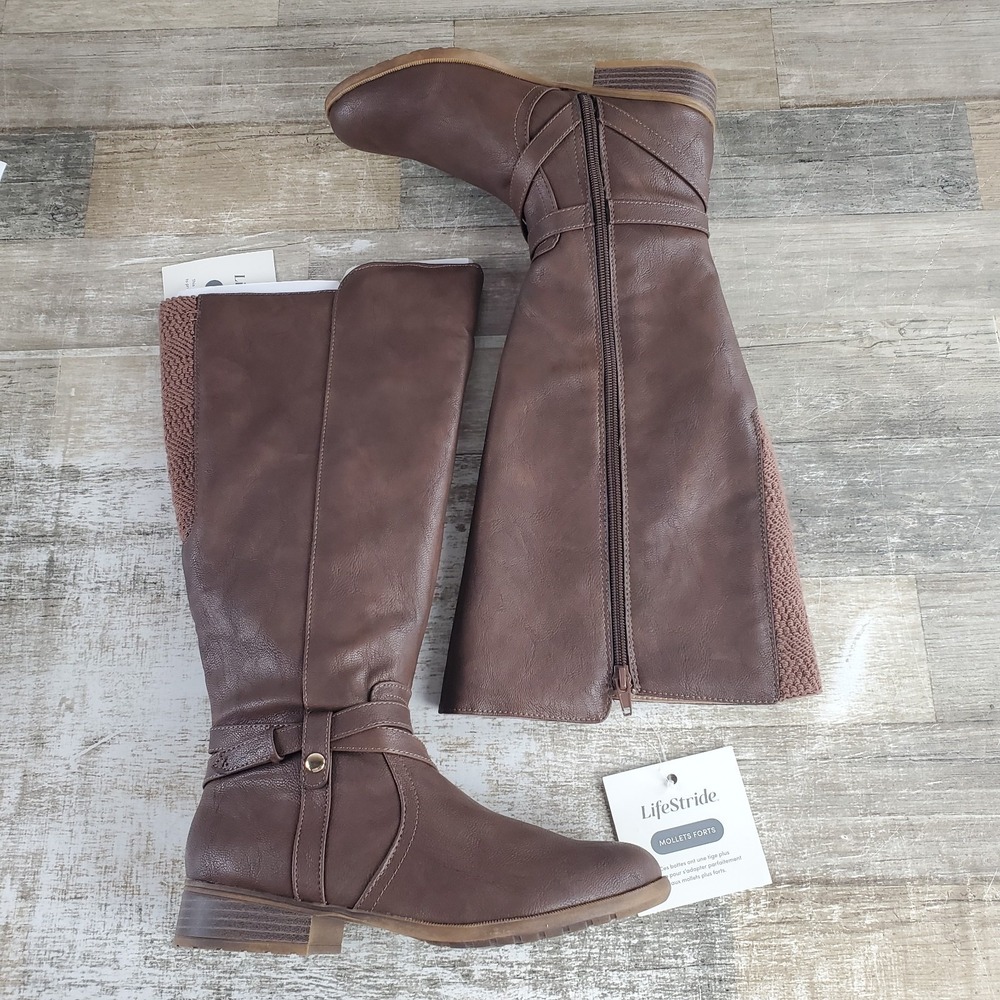 LifeStride Xtrovert Women Riding Boots Sz 7 M Wide Calf Knee-High Side Zip